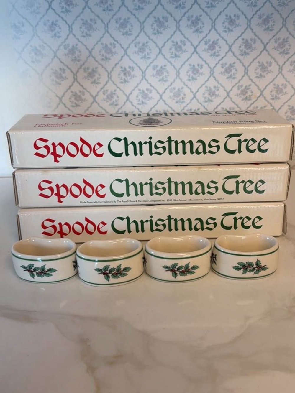 Spode Christmas Tree Ceramic Napkin Rings